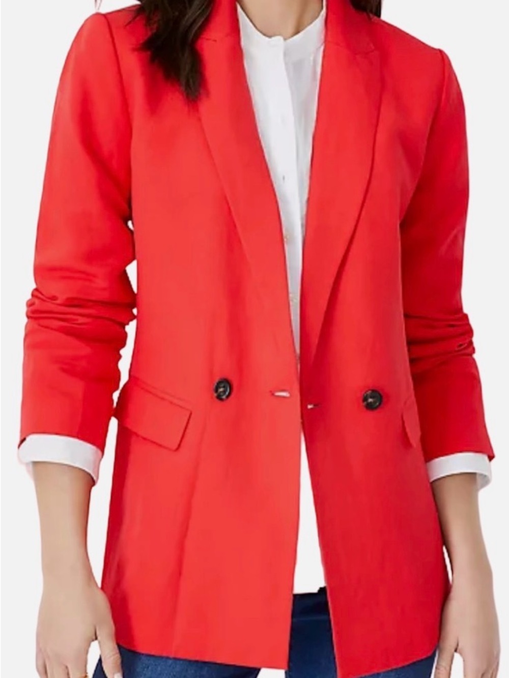 Ann Taylor Red Tomato Linen Blend Single Button Blazer| 10P
